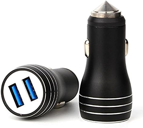 Joranlin Car Charger&amp;Safety Hammer,2-in-1 Emergency Tool Window Breaker Life Escape Hammer Dual USB Port Charger Compatible with all Cars and iPhone &amp; Android phones and tablets (Black)