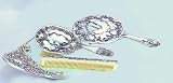 ANTIQUE 3 PC DRESSER SET - ANTIQUE 3 PIECE SILVER DRESSER SET