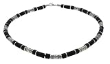 Mens Surf Surfer Metal & Black Bead Beads Necklace Choker - B