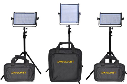 Dracast DR-2xLED500DS-1xLED1000DS-KIT 2 LED 500 and 1 LED Daylight 5600K Spot 1000 Lighting Kit , Black