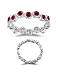 0.91 Cts Ruby Seven Stone Stack Band in 14K White Gold