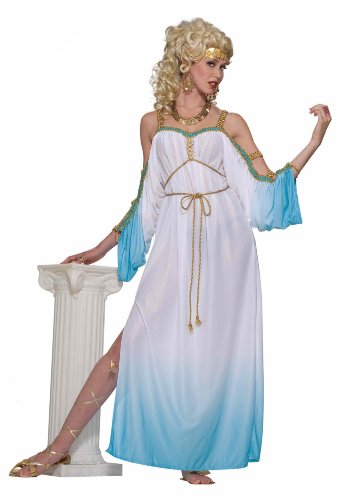 Forum Grecian Gorgeous Goddess Complete Adult Costume, White/Blue, Plus