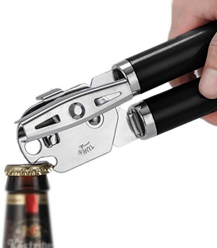 Solula Professional Stainless Steel Manual Can Opener,Open Can In Seconds,Long Handles(5 Inches) For Saving Effort,90 Days Guarantee! Black