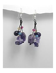 Cotton Waxed Thread Amethyst Earrings In 92.5 Sterling Silver