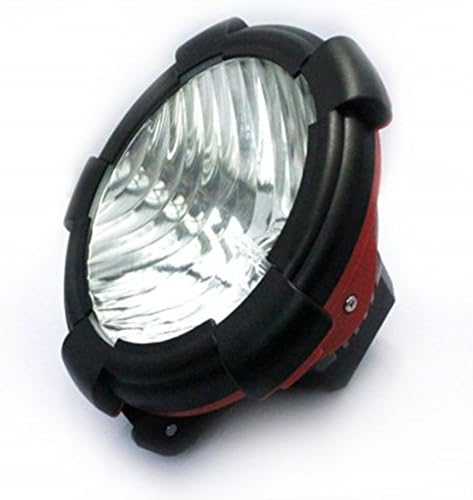 Azshine 2 Pcs 12V 55W 5300lm 7 Inch 185mm External Dimension Red Frame Hid Flood Lights Off Road Jeep SUV Driving Lights with Universal Wire Wiring Harness Kit 1 Pcs