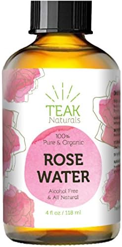 ROSE WATER TONER by Teak Naturals - 100% Organic Natural Moroccan Rosewater (Chemical Free) - 4 oz