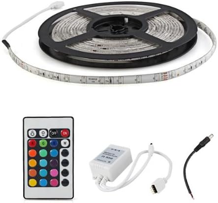 5M 3528 SMD 300 LED RGB Light Strip for Boat Bar Car + 24 44 Keys IR Controller