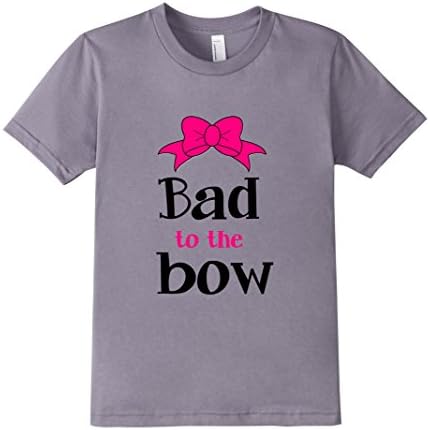 Kids Bad to the Bow Sassy Wicked Naughty Girly Southern Girl Tee 6 Slate