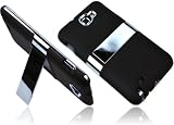 Alternate Cases - TPU Protector Schutzhülle für Samsung Galaxy Note GT-N7000 Case Cover Hülle Tasche mit Ständer und Chromzierblende - Black Edition / schwarz + GRATIS Displayschutzfolie