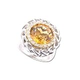 1/5 ct. Diamond with 5 2/3 ct. Citrine Ring in 18K Yellow Gold and Sterling Silver