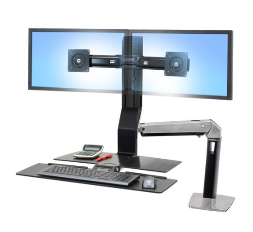 Ergotron WorkFit A Dual Monitor Sit-Stand Workstation mit Worksurface 55,9 cm (22 Zoll) sc Preisvergleich