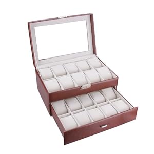 Rowling Brown 20slots Pu Leather Watches/jewelry Display Storage Box/case BG-033