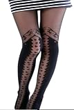 2 Tone Black False Lace Knee High Sheer Pantyhose Tights Hosiery