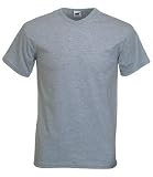 V-Neck plain blank short sleeve t-shirt Heather Grey Large (41 - 43 inch chest)