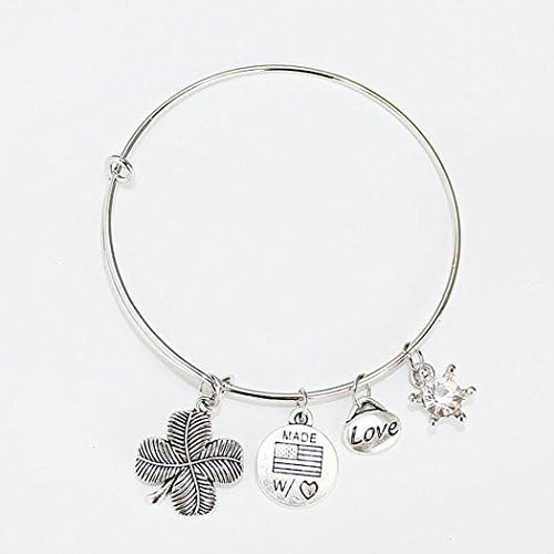 Giftgarden Bangle Bracelets - New Bangle Bracelets Gold Tone Expandable Wire Charm with pendant Bracelets for Women