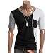 DOUBLJU Mens Casual Short Sleeve POCKET COLORATION DESIGNED V-NECK T-Shirt(DJ46)-BLACK-M