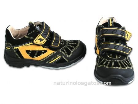 Naturino 1673 Black Yellow Velcro Shoe Naturino 1673 Black Yellow Velcro Shoe