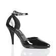 4 Inch Womens Evening Shoes High Heel D'Orsay Pump Shoes Ankle Strap Black Patent