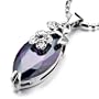 Pugster Light Purple Leaf Crystal Pendant Necklace