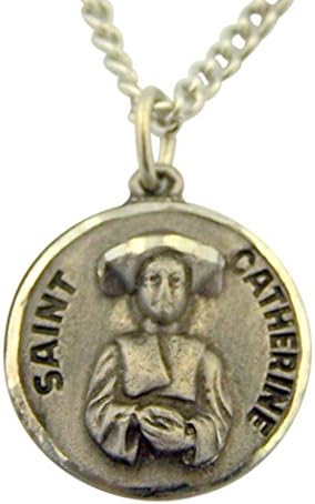 Pewter Patron Saint St Catherine Laboure Medal with Prayer Card, 3/4 Inch