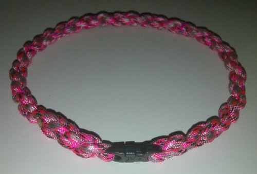 Paracord Survival Necklace Pink Camo, 7 Strand Parachute Cord