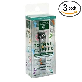 Earth Therapeutics Foot Therapy Toenail Clipper, with Clipping Catcher, 1 clipper (Pack of 3)
