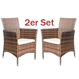2x Sessel Polyrattan Stuhl Rattan Gartensessel Rattansessel Rattanmöbel #752