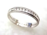 Diamond Channel Set Full Circle Filigree Platinum Wedding or Anniversary Band with Fine Millgrain Edge Ring Size 8.25 (T.w 0.75)