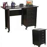 Mobile Desk - Foldaway - Black (Black) (29.5"H x 43"W x 18"D)