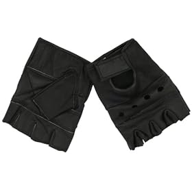 Fingerless Black Leather Gloves