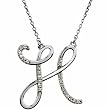 14k White Gold Heavenly H Initial Diamond Necklace