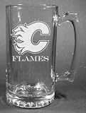 NHL Calgary Flames Laser Etched 27oz Glass Beer Mug