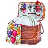 Outdoor Living : Picnic Time Romance 14' Rattan & bamboo basket w/ deluxe service for 2