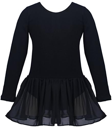 Anboor Long Sleeve Ballet Leotards with Sweetheart Tutu Dress for Toddler Girls, Black 110