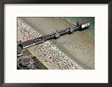 Beachgoers Crowd Around the Pier at Old Orchard Beach, Maine Framed Photographic Poster Print, 21x17