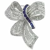 Bow Ribbon Simulated Diamond CZ and Simulated Tanzanite CZ Filigree Silver Pin