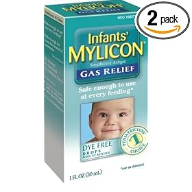 Mylicon Gas Relief Drops for Infants, Dye Free, 1-Ounce Bottles (Pack of 2)