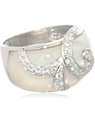 Sterling Silver Mother-of-Pearl and Cubic-Zirconia Ring