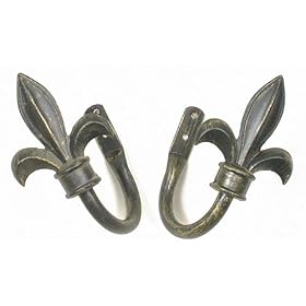 Curtain Holdbacks U-shaped Set Of 2 Fleur De Lis Black