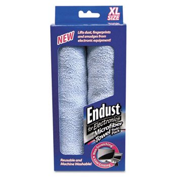 New ENDUST Large-Sized Microfiber Towels Two-Pack 15 X 15 Unscented Blue Use Dry Or Slightly Damp