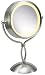 HoMedics M-8131 7X/1X Lighted Makeup Mirror, 8 Inch Diameter, Polished Satin Nickel Finish