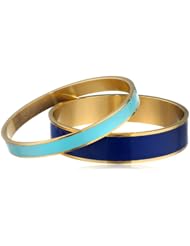 Goldtone Enamel Bangle Bracelet Set, 2.75"