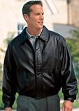 Big Mens Leather Bomber Jacket by Port Authority (Big & Tall and Regular Sizes)