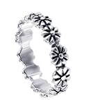 Sterling Silver Polish Finish 4mm Flower Band Ring Size 3, 4, 5, 6, 7, 8