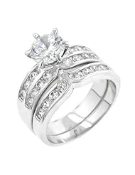 Formal Silver Tone Engagement Set Ring