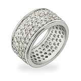 Eve's Addiction Glamorous Pave Set Cubic Zirconia Sterling Silver Band