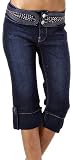 Embroidered and Silver Studded Low Rise Stretch Denim Cuffed Capri Pants - New !