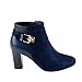 Reneeze PONY-01 Womens Fashionable Stacked Heels Ankle Booties - NAVY