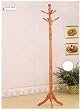Oak Finish Wood Hall Tree Style Coat Hat Rack Stand