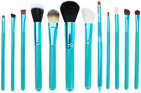 Sarasweet Cosmetic Makeup Brush Brushes Set Kit - With Makeup Brush Vegan Leather Case Holder - Leather Carrying Case 12 Professional Quality Brushes (Green)